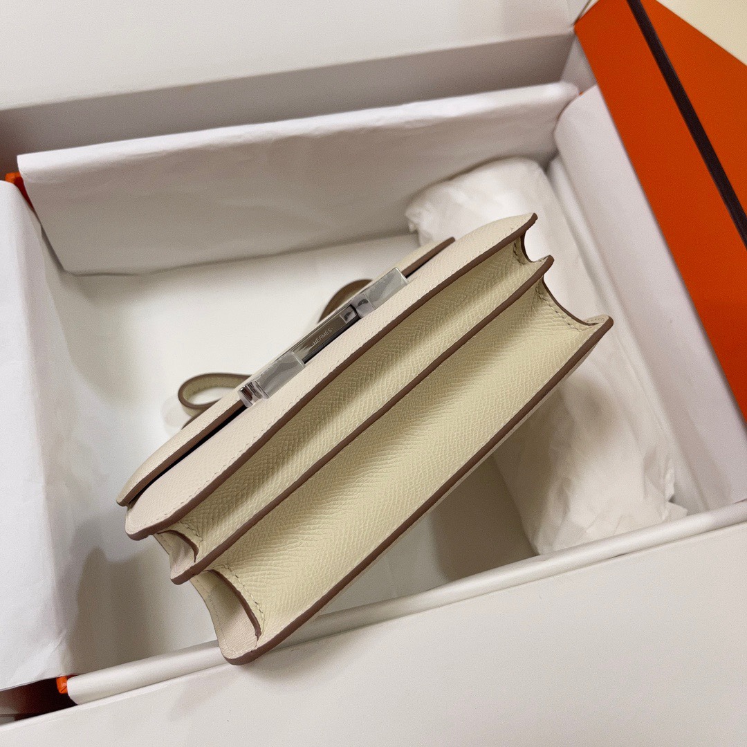 Hermes Constance 18 Mini Shoulder Bag In Cream White Epsom Leather